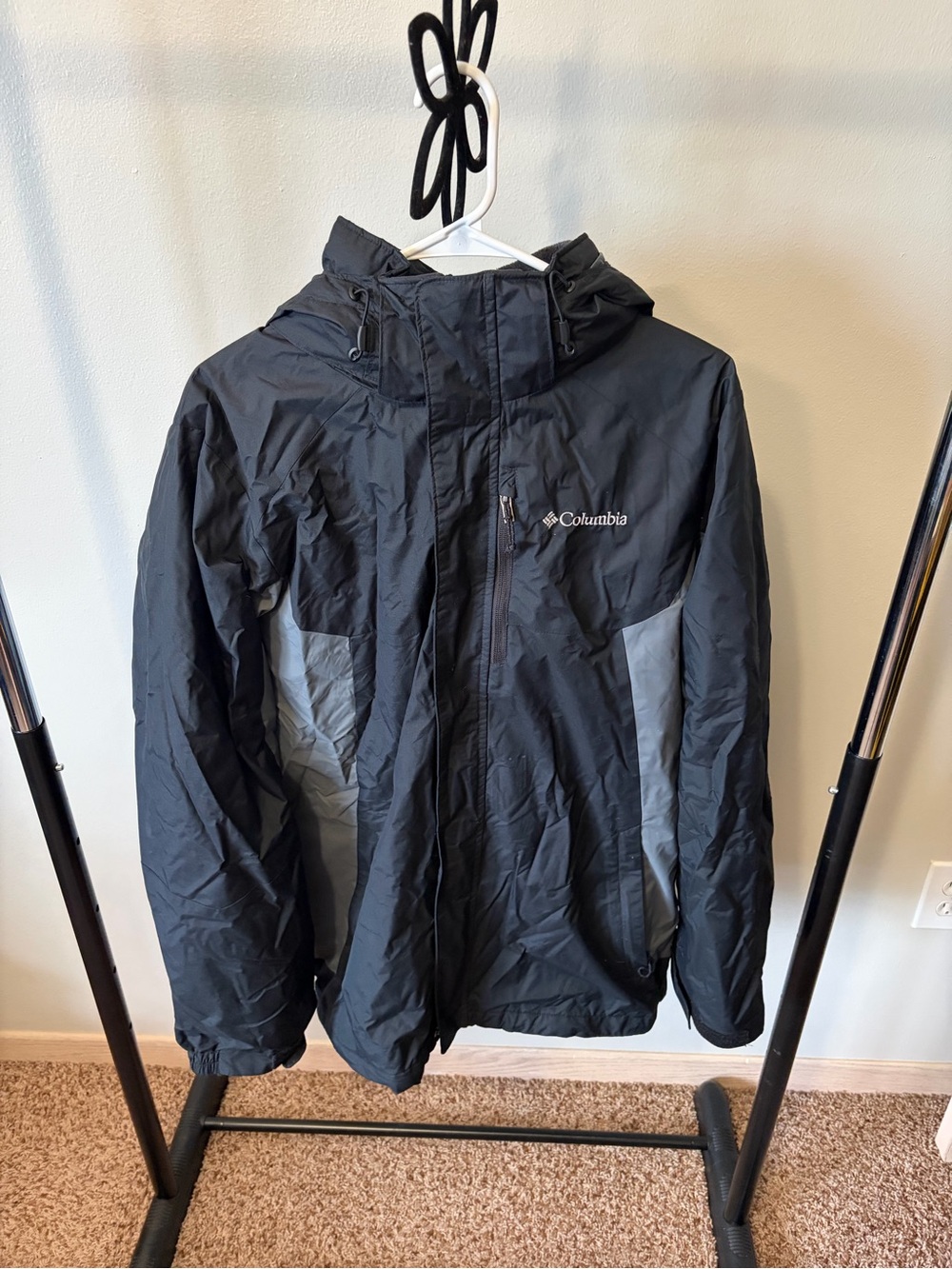 Columbia Black & Gray Waterproof Hooded Jacket